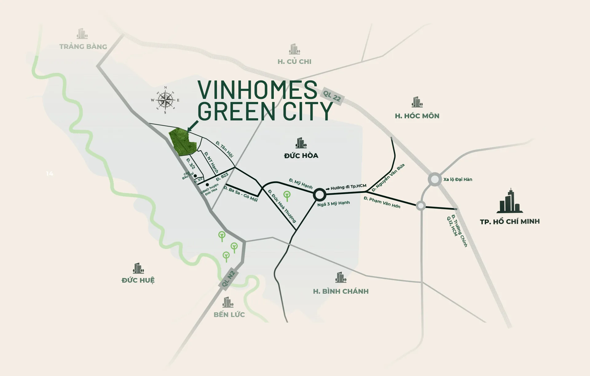 vị trí dự án vinhomes green city hậu nghĩa